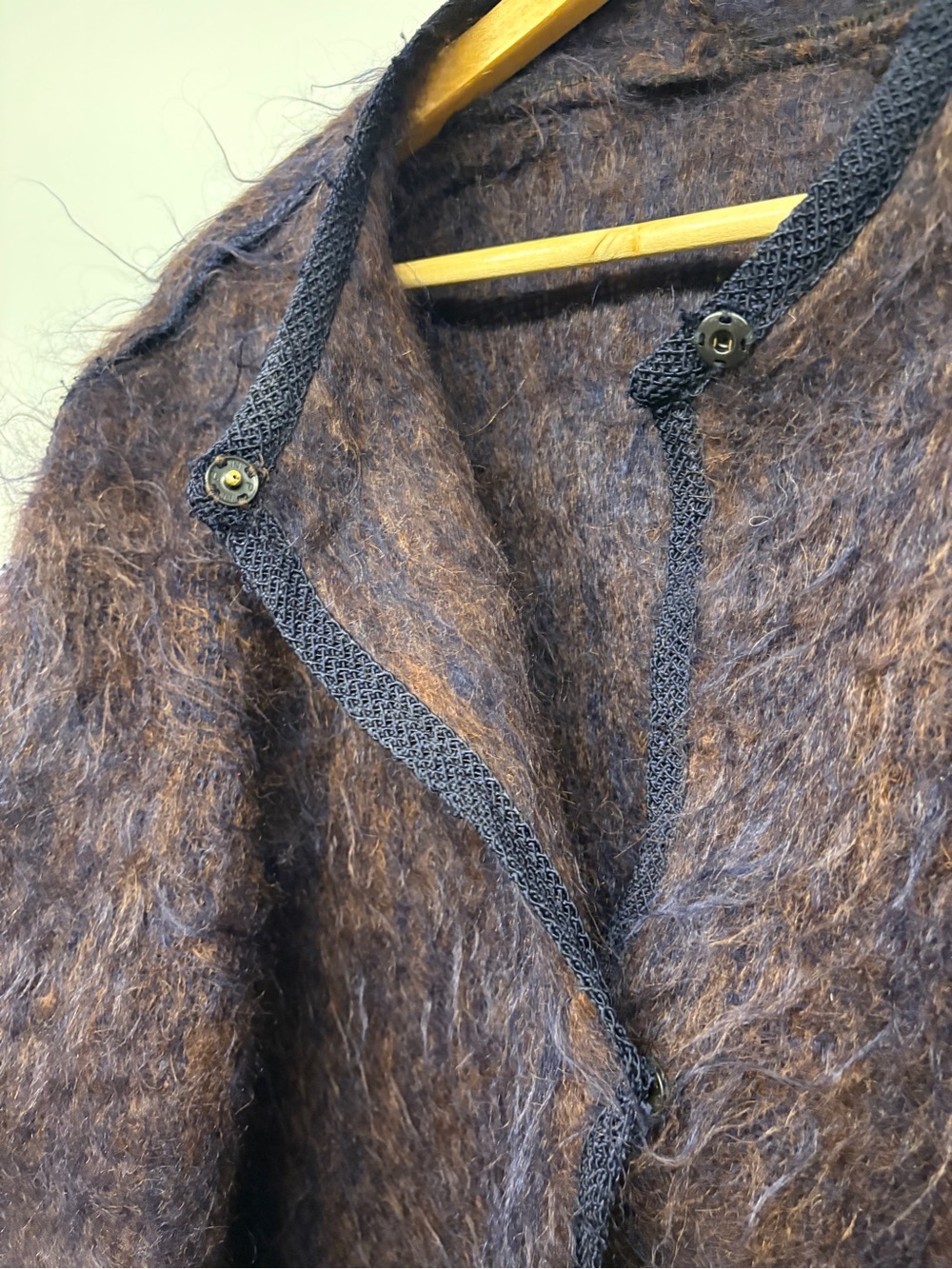 Vintage Purple/Aubergine & Brown Mohair-Cardigan with Snap Buttons - Picture 4 of 10
